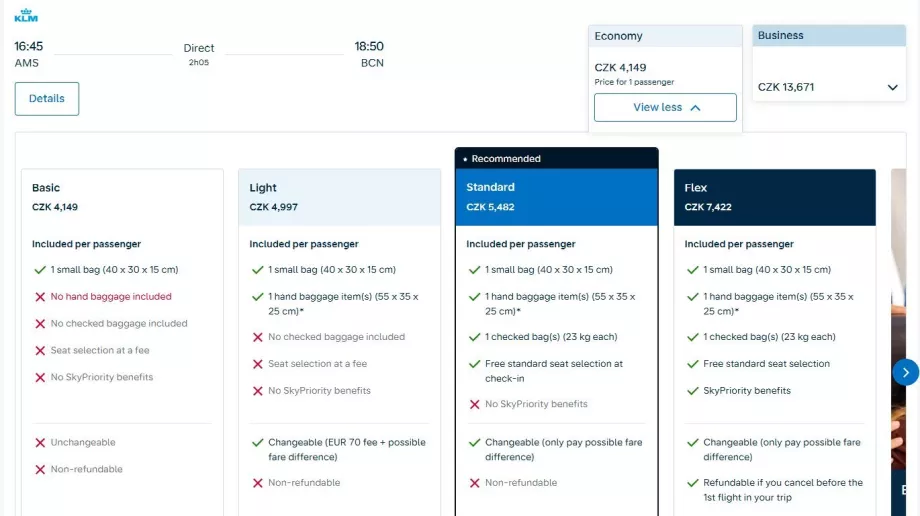 Air France-KLM: ekraanipilt uuest piletihinnast