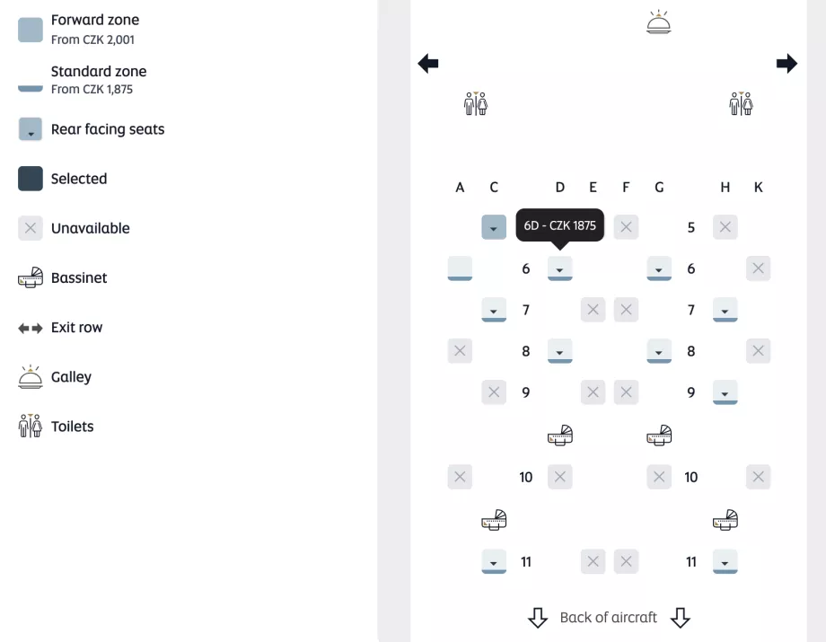 Istekohtade kaart ja istekoha valiku hind