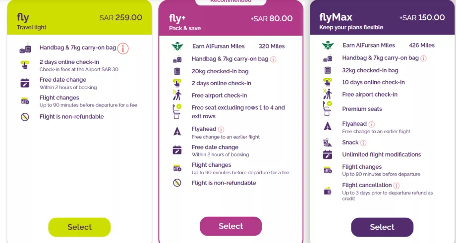 Tariifiklassid flyadeal