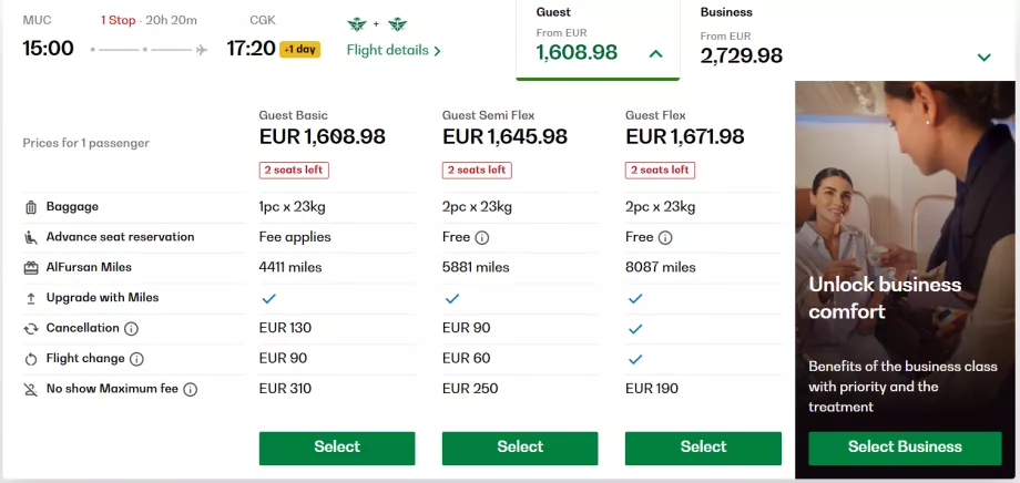 Turistiklassi tariifid