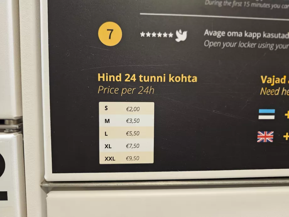 Pagasi hoiustamise hinnad