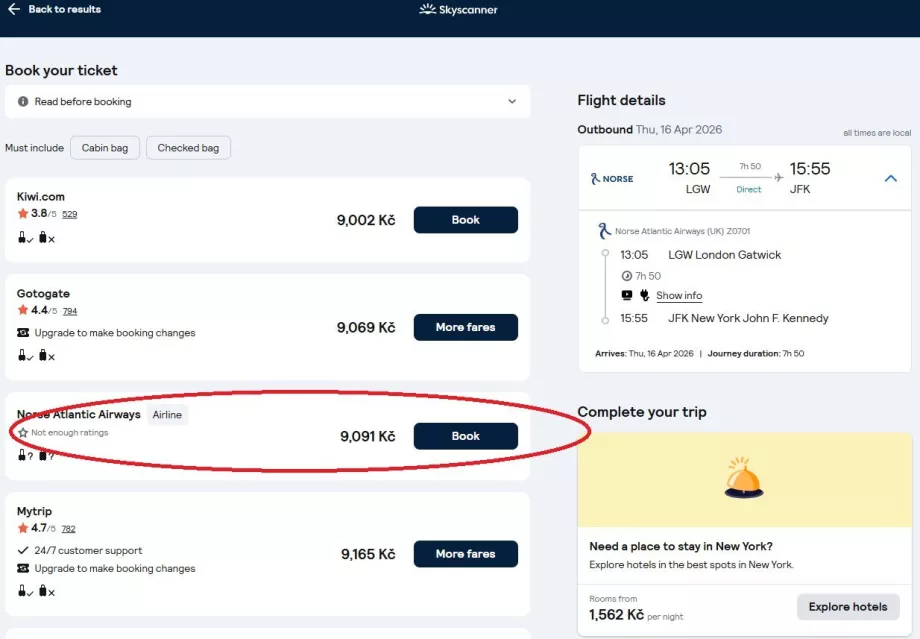 Lennufirma veebisaidi valimine