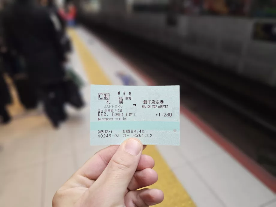 Sapporo -> Chitose lennujaama rongipilet