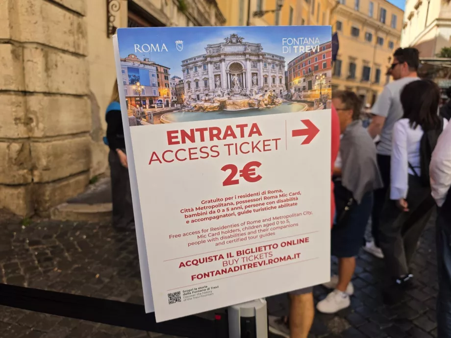 Trevi purskkaevu piletihind