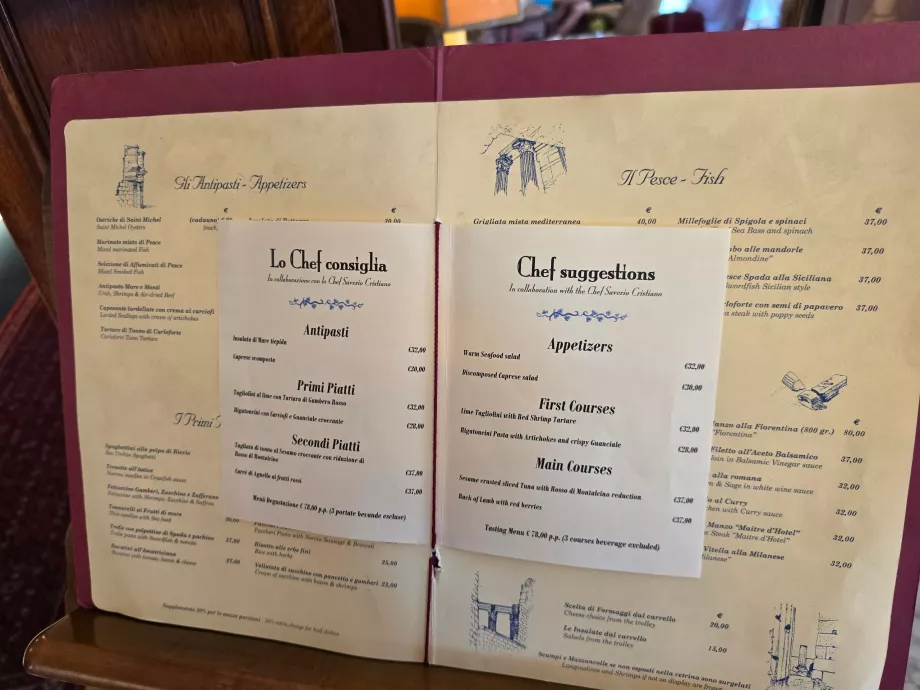 Hotelli restorani menüü