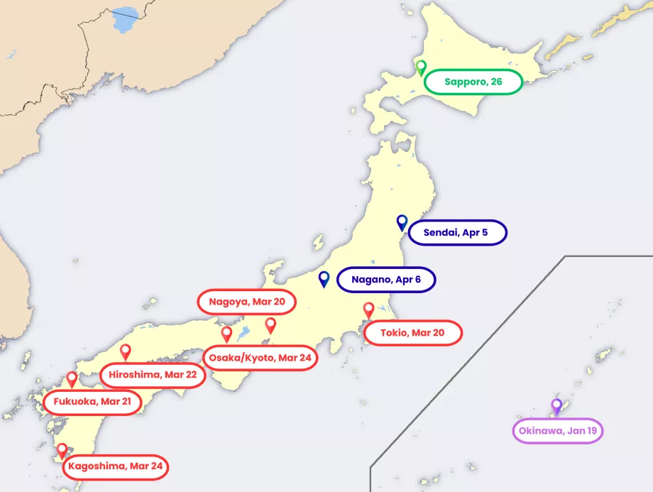 Sakura õitsemise kaart