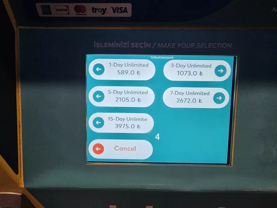 Mitmepäevapiletite valikud