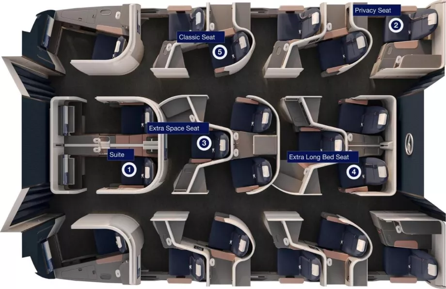 Istekohtade paigutus ja tüübid, kaart aadressilt lufthansa.com