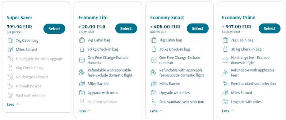 Oman Air tariif